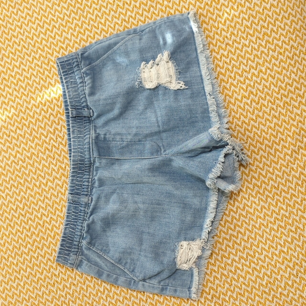 Aerie Distressed Lace‎ Casual Blue Raw Hem Shorts
